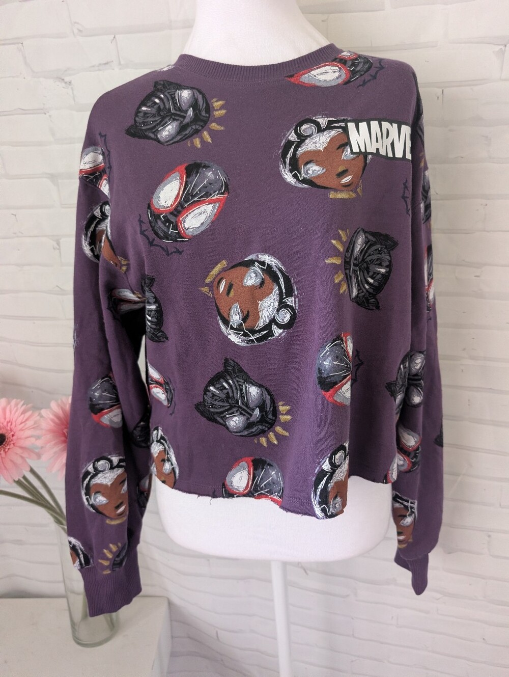 NWT Marvel Purple Black Panther Crewneck Sweatshirt
